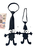 原创小众设计感黑色领带亲子款 百搭 时尚 潮免打结拉链衬衫 配饰个性