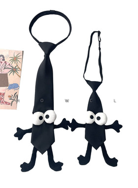 原创小众设计感黑色领带亲子款潮免打结拉链衬衫配饰个性时尚百搭