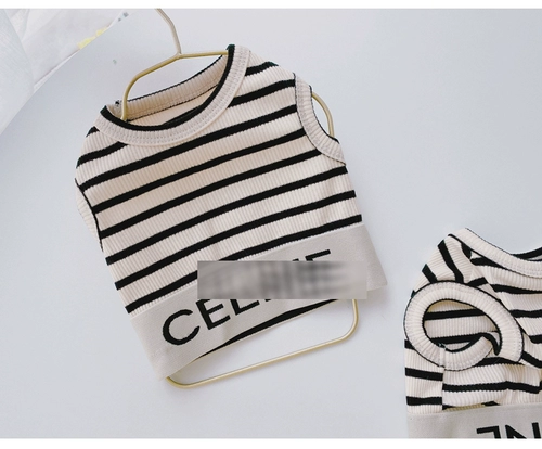 Петухой собака короткий свитер Тедди Йоркён Бейс Бейс Бейс Бейс Бейс Бейс Бейс Бейс Бейл Смог Кот простота полосатая одежда для собак хлопок