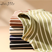 加厚德绒长袖 半高领条纹打底衫 女内搭秋冬款 t恤双面磨毛保暖上衣