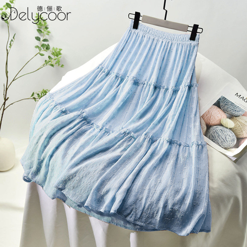 a字半身裙中长款夏女高腰松紧梨形身材纱裙雪纺大码显瘦蕾丝裙子在类目 女装/女士精品, 半身裙中 - 来自Buy2taobao.com提供专业的淘宝代购服务