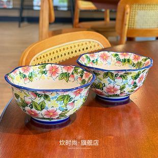「彩釉如澜米饭碗」重工彩波兰彩釉下彩陶瓷小碗沙拉碗早餐碗汤碗
