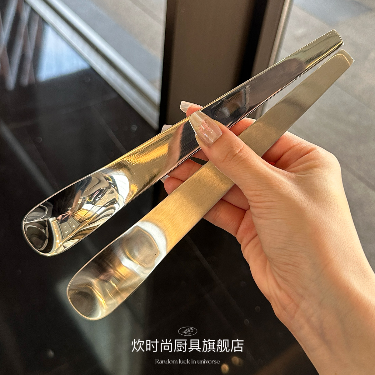 这款我家定制！1810不锈钢甜品勺子蛋糕勺平头酸奶勺方头搅拌勺子