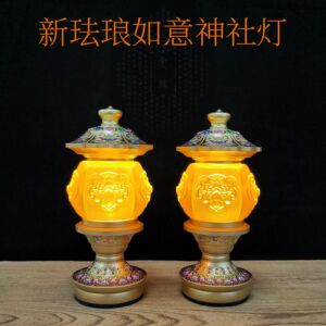 新款6寸珐琅彩LED莲花灯佛前供灯室内寺庙大殿红灯充插如意神社灯