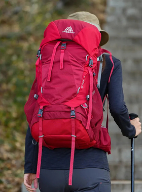 GREGORY格里高利AMBER琥珀44L红色女士户外登山包双肩背包徒步包