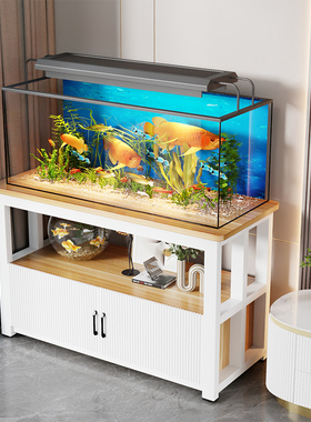 家用客厅中小型金属鱼缸柜底柜置物架水族箱底座柜鱼缸架子储物柜