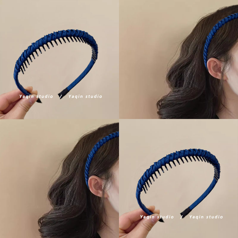 碧海蓝空深蓝褶皱发箍