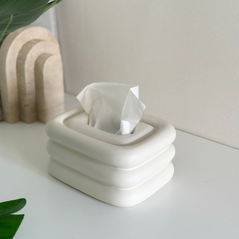 ins甜甜圈陶瓷纸巾盒 家用创意抽纸盒客厅茶几餐桌奶油风软装摆件