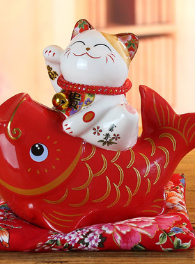 招财猫摆件客厅家居装饰办公室摆设存钱罐乔迁开业礼品年年有余