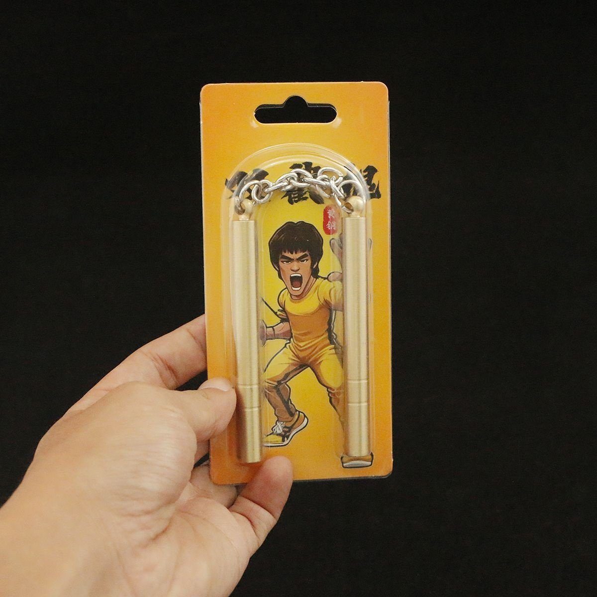 黄铜创意国潮小双截棍工艺品实心双截棍玩具模型办公桌摆件装饰M4