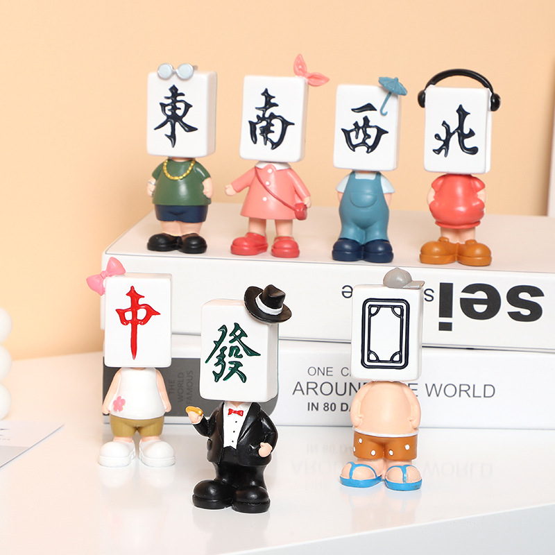 麻将公仔盲盒手办男工厂直销生日礼物儿童节礼品树脂桌面摆件发财