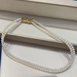 天然白色真珍珠双层锁骨项链多层麻花项链圆形极光小baby珠颈链