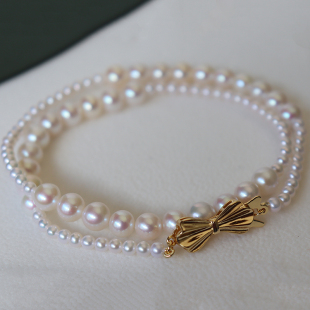 天然极强圆真珍珠高品质白色锁骨链聘美akoya海水项链正品送女友