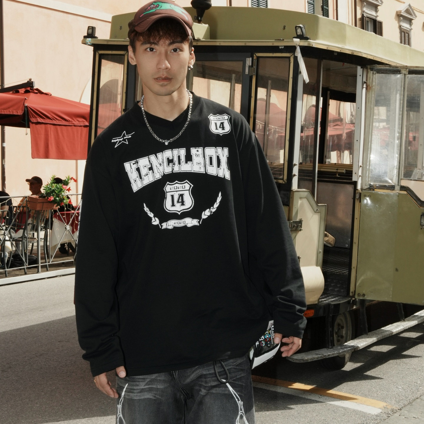 KencilBox千笔盒子潮流原创街舞街头球衣设计男长袖T恤白黑绿色女