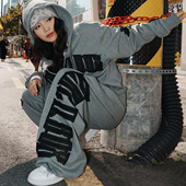 KencilBox千笔盒子潮流嘻哈原创街舞爵士贴布绣设计卫裤 灰色黑色