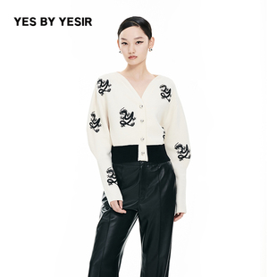龙纹珠片绣名媛针织开衫 YESIR叶谦原创设计师春新款 YES