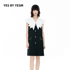 YES BY YESIR叶谦原创设计师夏新款南法少女A字西装连衣裙