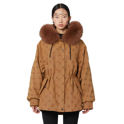 YES BY YESIR叶谦原创设计美拉德风格直筒时尚复古提花派克羽绒服