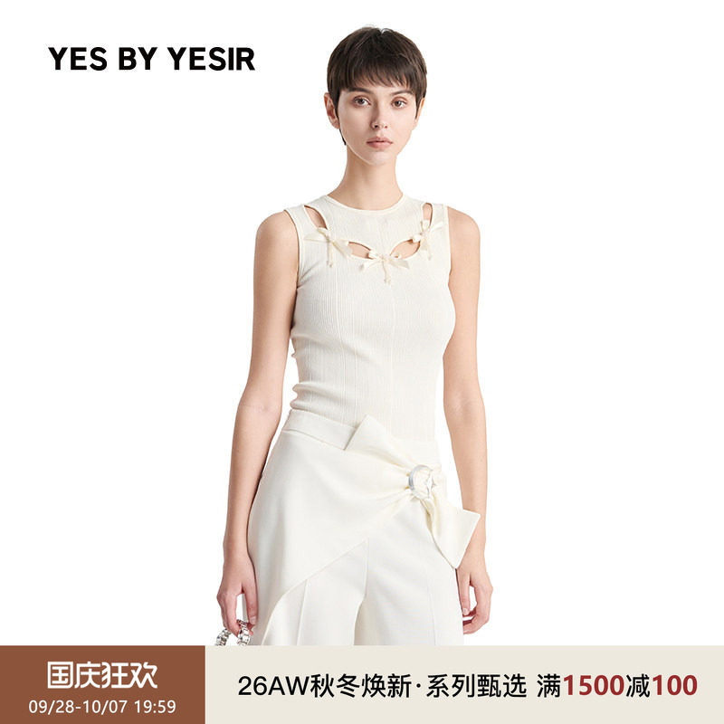 YESBYYESIR蝴蝶结吊坠针织衫