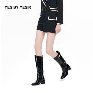 YESIR叶谦原创设计秋格雷学院撞色高腰短裤 YES 陆妍淇同款
