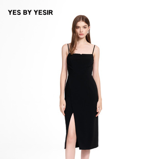 新款 YESIR叶谦原创设计25春季 解构胸型开衩吊带连衣裙 YES