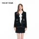 YESIR叶谦原创设计25年春季 新款 YES 华丽织带装 饰名媛短裙外套