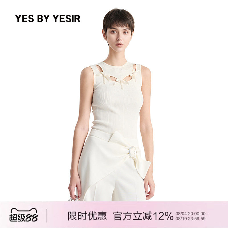 YESBYYESIR蝴蝶结吊坠针织衫