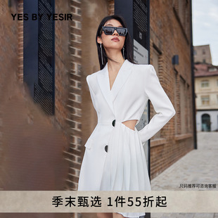 关晓彤同款 YES BY YESIR叶谦原创设计师2023秋冬女士西装连衣裙