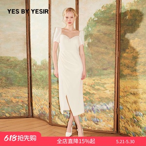 YES BY YESIR叶谦原创夏钻饰泡泡袖连衣裙