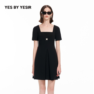 解构A字版 YES 经典 YESIR叶谦原创设计25春新款 型一字肩连衣裙