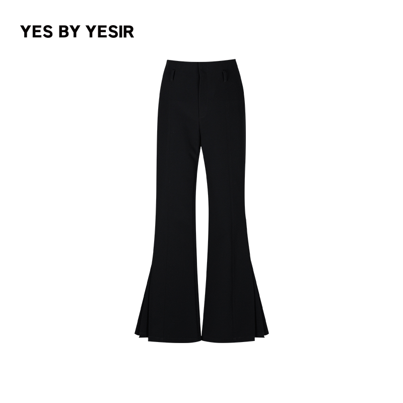 YESBYYESIR龙骑士扇褶喇叭裤