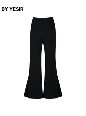 YES BY YESIR叶谦原创设计24春新款女修身扇褶喇叭裤