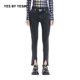 女开衩毛边紧身牛仔裤 YESIR叶谦原创设计师春直筒裤 YES