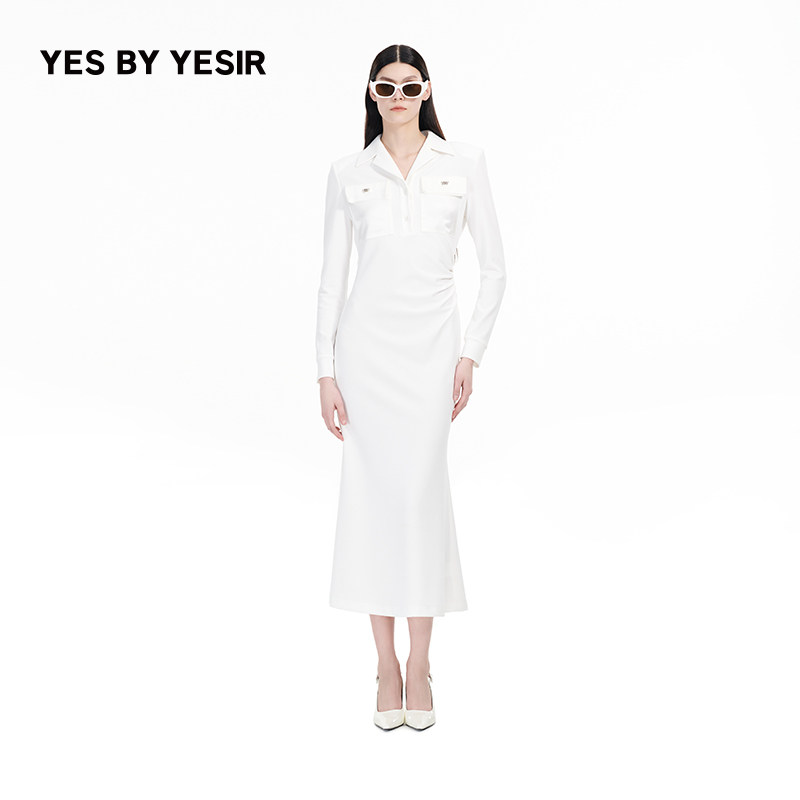 YES BY YESIR叶谦原创设计秋新款解构口袋修身立领长款连衣裙,女装/女士精品,连衣裙,淘宝优惠券,粉丝福利购,淘宝优惠卷