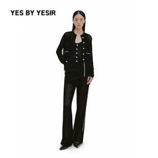 &背心&裤 YES 撞色钩边针织开衫 YESIR叶谦原创设计26春夏新款 子