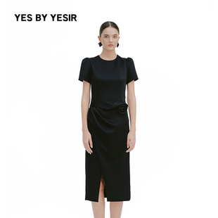 YES YESIR叶谦原创设计师26年春夏伊丽莎白玫瑰盘花长连衣裙