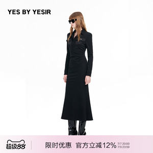 黄奕同款YES BY YESIR叶谦原创设计师秋静奢长裹身修身连衣裙