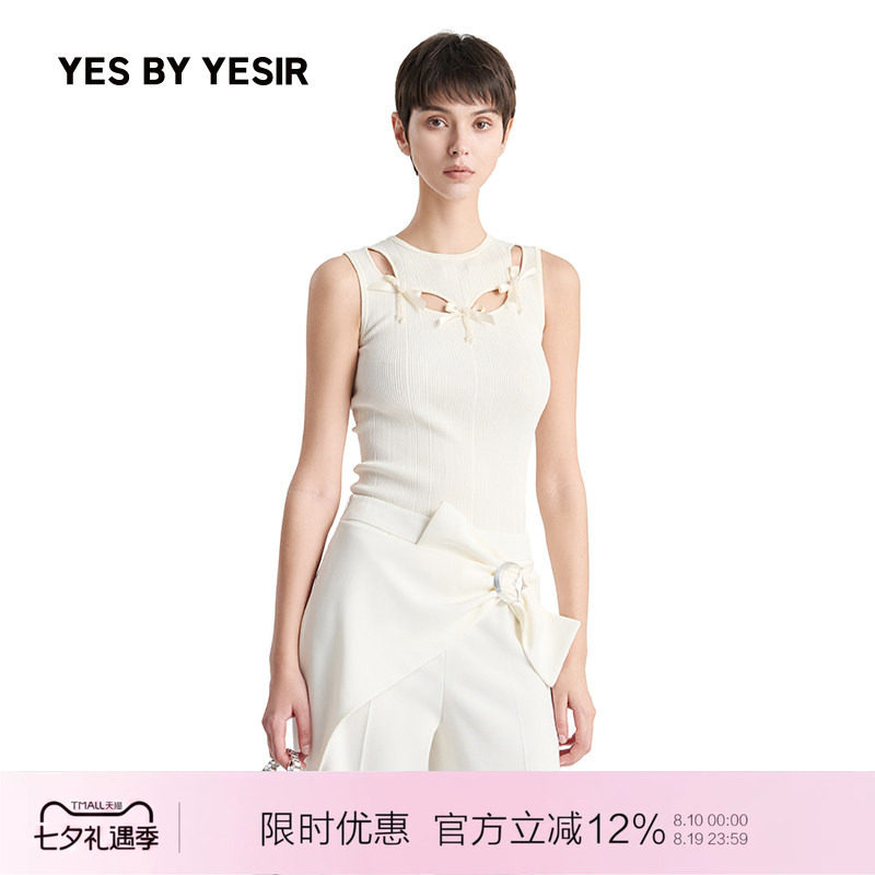 YESBYYESIR蝴蝶结吊坠针织衫