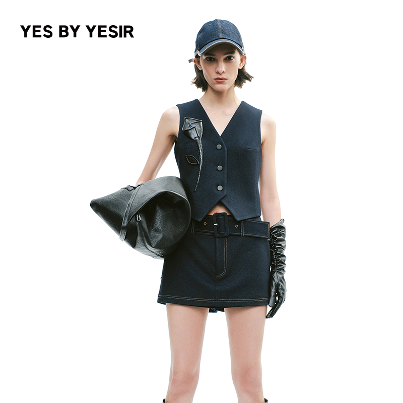 YESBYYESIR马蹄莲梦露牛仔马甲
