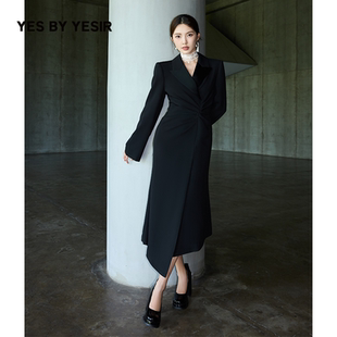 西装 YES 焦点褶皱正装 YESIR叶谦原创设计师2025年秋新款 连衣裙