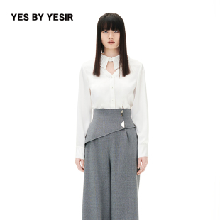 百褶领Y字门襟白云衬衫 YESIR叶谦原创设计师秋新款 YES