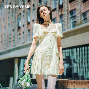 关晓彤同款YES BY YESIR叶谦原创夏新轻解构蝴蝶结西装连衣裙