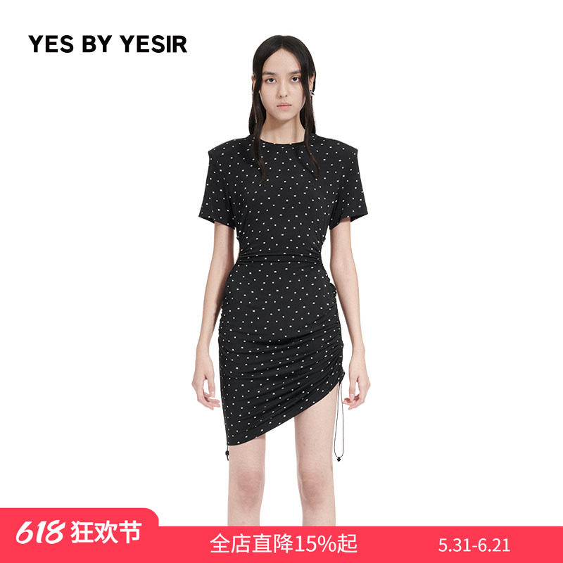 法式立裁辰满印连衣裙