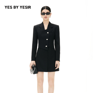 YESIR叶谦原创秋新显瘦简欧假两件西装 裙 YES 李一桐同款