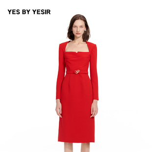 新款 YESIR叶谦原创设计25年春季 解构胸型轻礼服连衣裙 YES