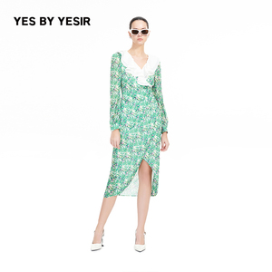 张萌同款YES BY YESIR叶谦原创设计师高端气质裙子莫奈花园连衣裙