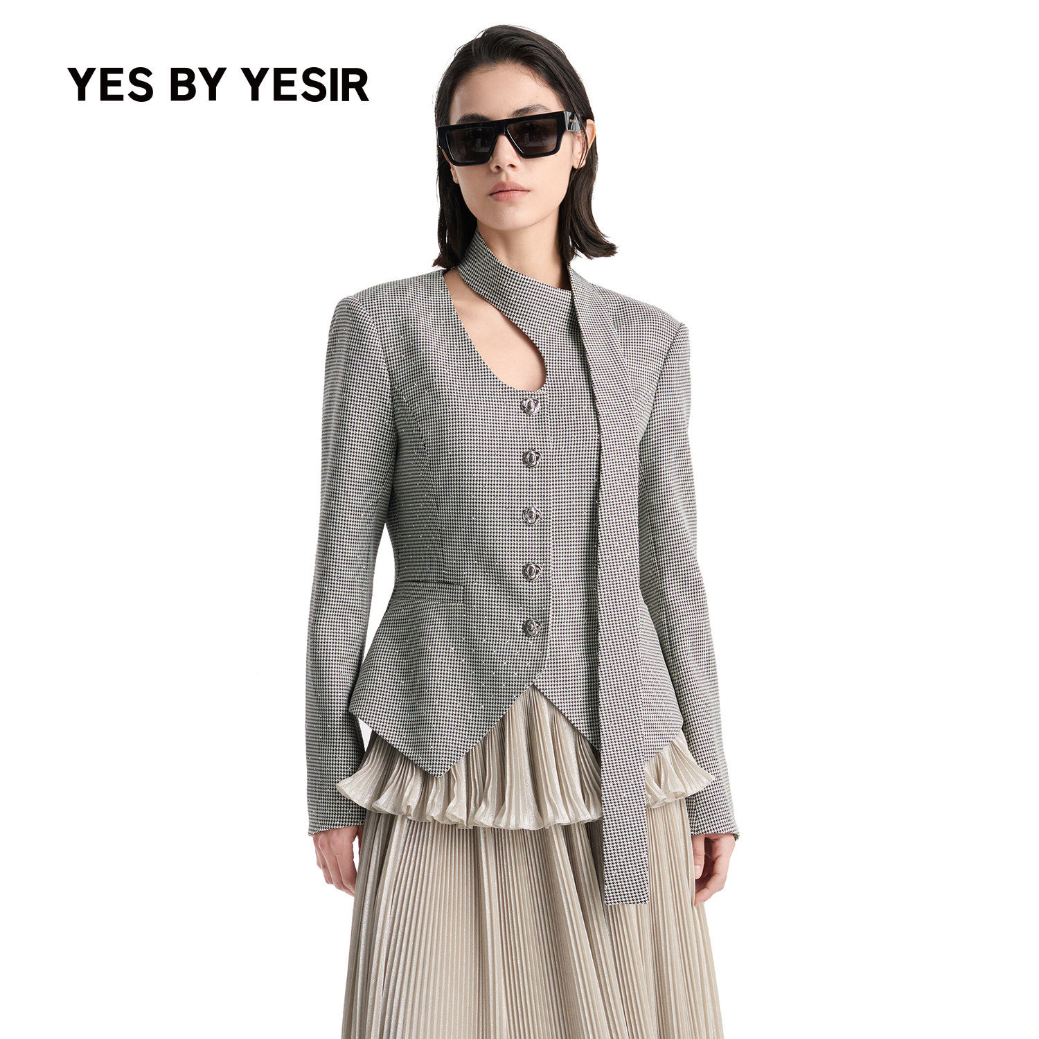 YESBYYESIR解构系带领短款西服