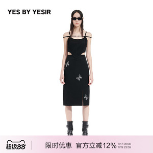 汪小敏同款 YES BY YESIR叶谦原创设计师夏蝴蝶骨吊带连衣裙
