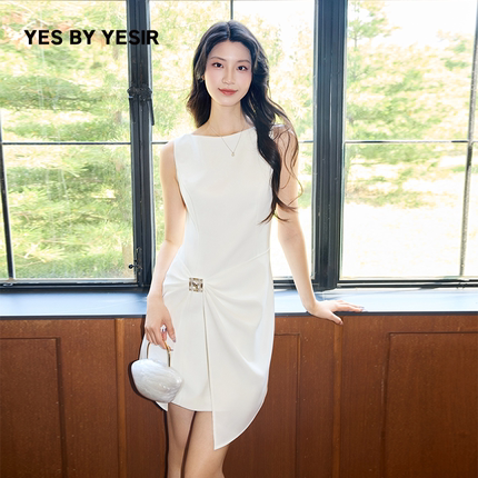 YES BY YESIR夏新款叶谦原创设计师南法解构蝴蝶结连衣裙
