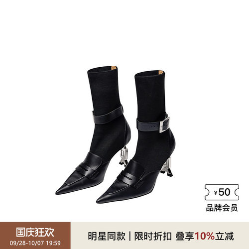 法式尖头杀手高跟袜靴